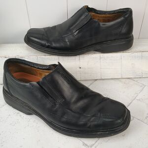 Clarks Unstructured Sheridan Men's 9M Black Leather Loafer Slip-On Shoes